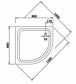 Caribia Eckdusche 90x15, Radius 50, 90 X 90 Cm