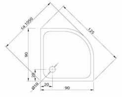 Caribia Eckdusche Floorline 90x3 Radius 50, 90 X 90 Cm
