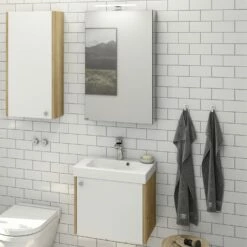 Dansani Play Möbelset Inkl. Spiegelschrank "E" Und Waschtischunterschrank Mit 2 Türen, 61 Cm