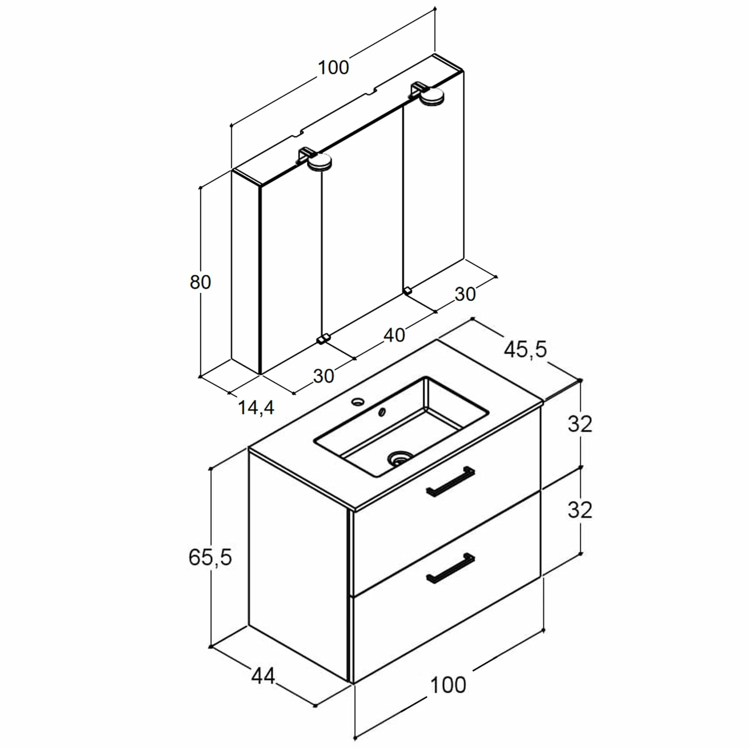Dansani Play Möbelset Inkl. Spiegelschrank "E" Und Waschtischunterschrank Mit 2 Schubladen, 100,2 Cm 4 Dansani Play Möbelset Inkl. Spiegelschrank "E" Und Waschtischunterschrank Mit 2 Schubladen, 100,2 Cm – Bild 4