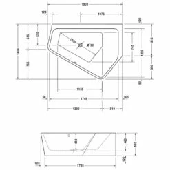 Duravit Paiova 5-Eck Badewanne Rechts, Mit Verkleidung 190 X 140 Cm