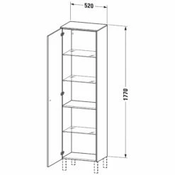 Duravit Brioso Hochschrank 52 X 36 X 177 Cm, Mit 1 Tür, Türanschlag Rechts, Griff Chrom
