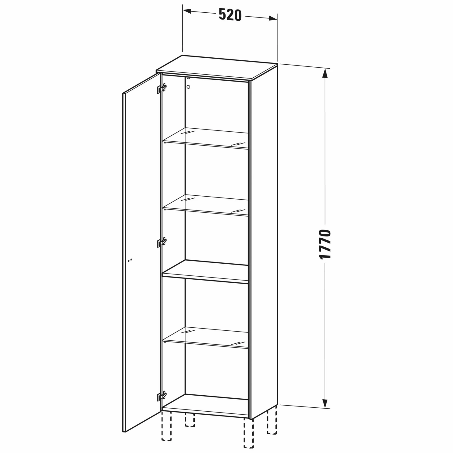 Duravit Brioso Hochschrank 52 X 36 X 177 Cm, Mit 1 Tür, Türanschlag Rechts, Griff Chrom 1 Duravit Brioso Hochschrank 52 X 36 X 177 Cm, Mit 1 Tür, Türanschlag Rechts, Griff Chrom