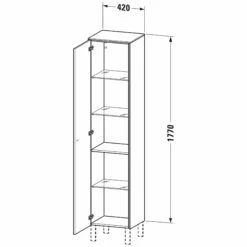 Duravit Brioso Hochschrank 42 X 36 X 177 Cm, Mit 1 Tür, Türanschlag Links, Griff Chrom