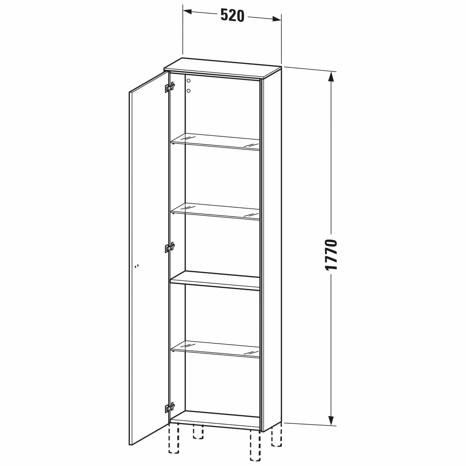 Duravit Brioso Hochschrank 52 X 24 X 177 Cm, Mit 1 Tür, Türanschlag Rechts, Griff Chrom 1 Duravit Brioso Hochschrank 52 X 24 X 177 Cm, Mit 1 Tür, Türanschlag Rechts, Griff Chrom
