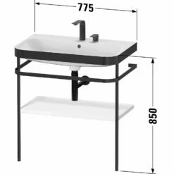 Duravit Happy D.2 Plus C-bonded Waschtisch Mit 1 Hahnloch, 77,5 X 49 Cm, Mit 1 Holzfachboden