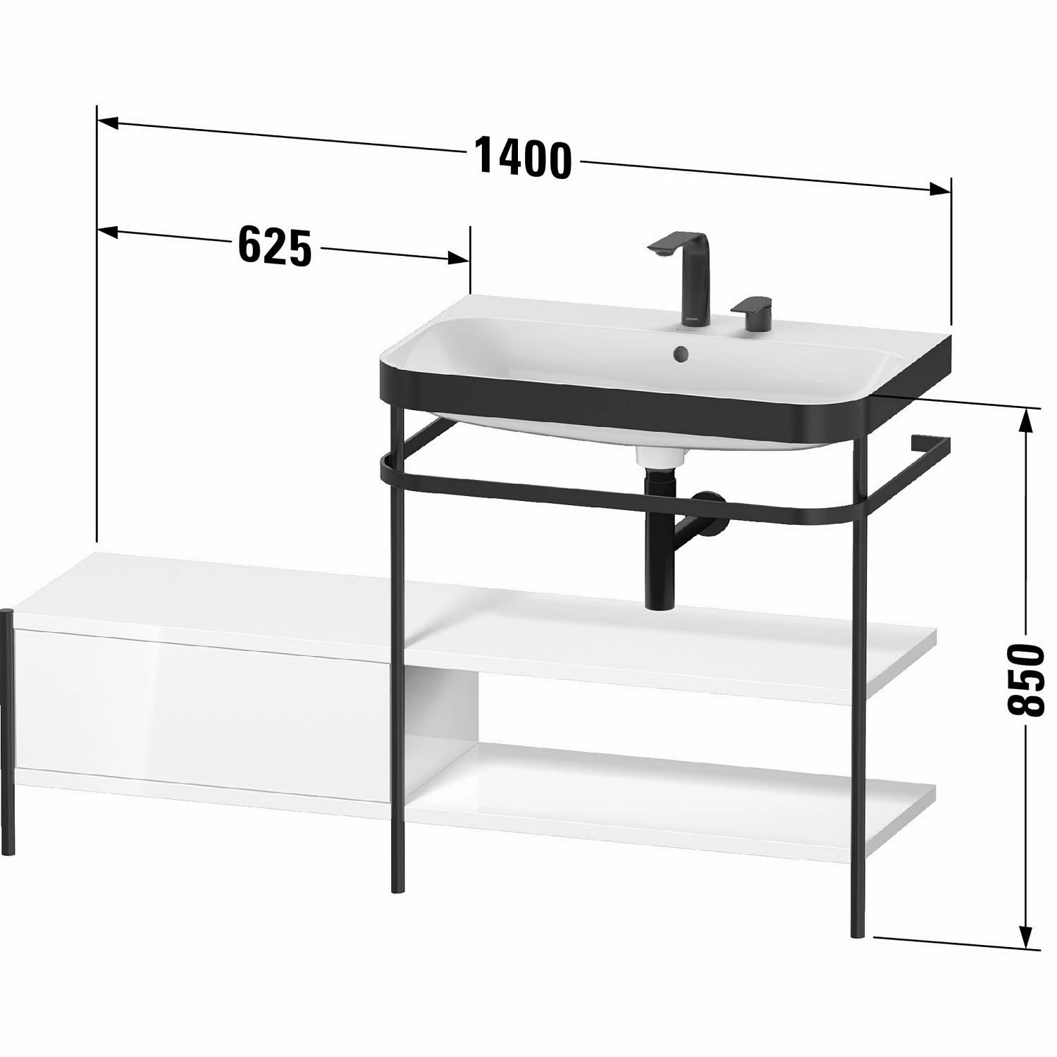 Duravit Happy D.2 Plus C-bonded Waschtisch Mit 1 Hahnloch, 140 X 49 Cm, Mit 1 Schubkasten Und Anbau Links 1 Duravit Happy D.2 Plus C-bonded Waschtisch Mit 1 Hahnloch, 140 X 49 Cm, Mit 1 Schubkasten Und Anbau Links