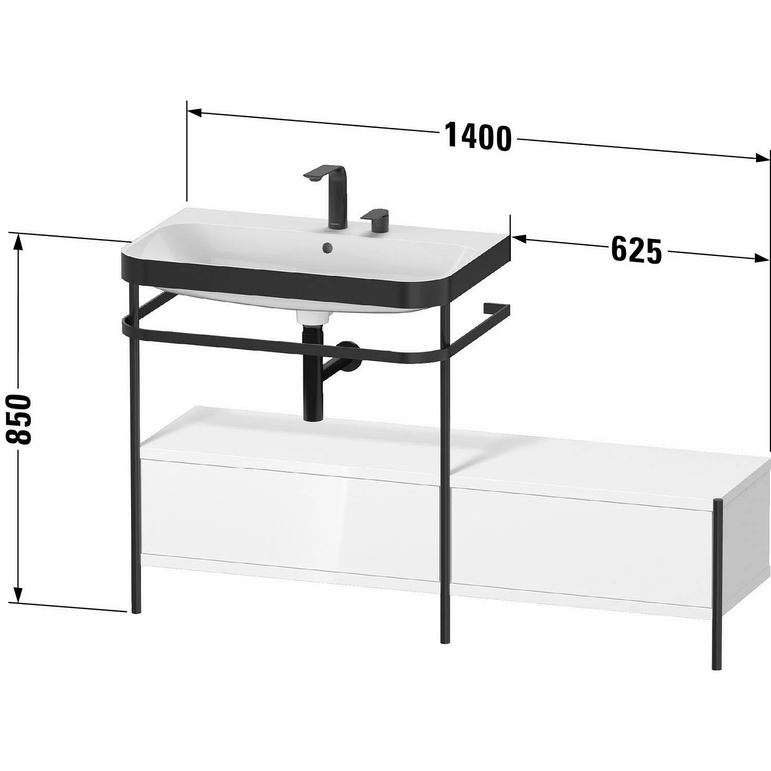Duravit Happy D.2 Plus C-bonded Waschtisch Mit 1 Hahnloch, 140 X 49 Cm, Mit 2 Schubkästen Und Anbau Rechts 1 Duravit Happy D.2 Plus C-bonded Waschtisch Mit 1 Hahnloch, 140 X 49 Cm, Mit 2 Schubkästen Und Anbau Rechts