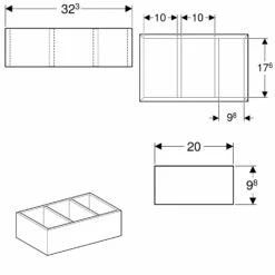 Geberit Schubladeneinsatz, H-Unterteilung 32,3 X 20 X 9,8 Cm