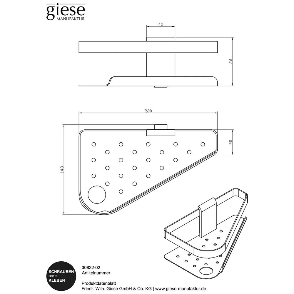 Giese Duschkorb Newport Mit Halter Für Rasierer Eckmodell 2 Giese Duschkorb Newport Mit Halter Für Rasierer Eckmodell – Bild 2