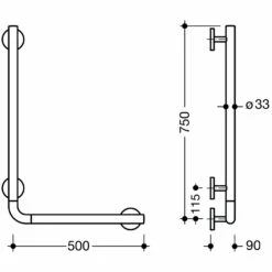 HEWI 800 K Winkelgriff 50x75 Cm