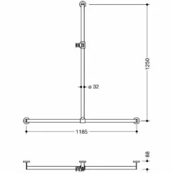 HEWI System 900 Duschhandlauf, 125 X 118,5 X 8,8 Cm