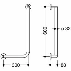 HEWI System 900 Winkelgriff, 60 Cm, Links