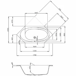 Hoesch Armada Sechseck-Badewanne 170 X 80 Cm