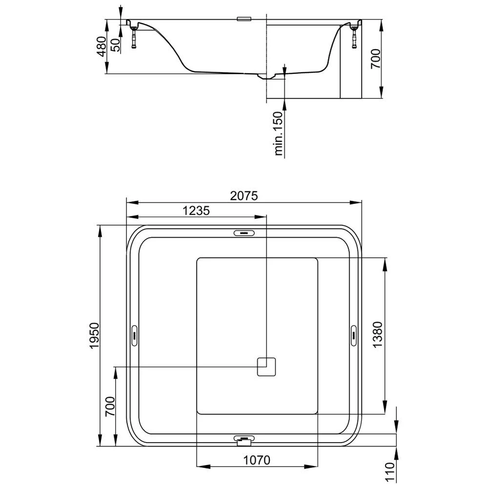 Hoesch Ergo+ Badewanne 207,5 X 195 Cm Freistehend Mit Außenverkleidung 3 Hoesch Ergo+ Badewanne 207,5 X 195 Cm Freistehend Mit Außenverkleidung – Bild 3