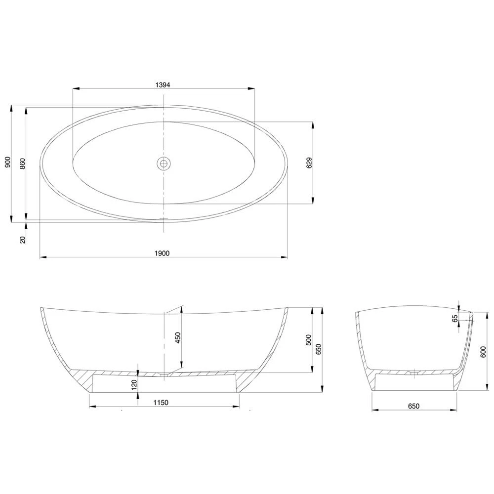 Hoesch Namur Oval-Badewanne 190 X 90 Cm Freistehend 3 Hoesch Namur Oval-Badewanne 190 X 90 Cm Freistehend – Bild 3