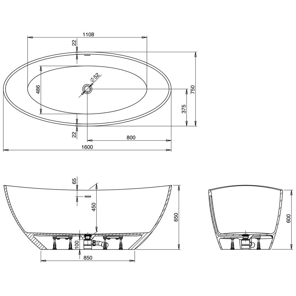 Hoesch Namur Oval-Badewanne 160 X 75 Cm Freistehend 3 Hoesch Namur Oval-Badewanne 160 X 75 Cm Freistehend – Bild 3