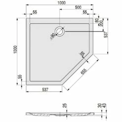 Hoesch Samar Fünfeckduschwanne 100 X 100 Cm