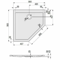 Hoesch Samar Fünfeckduschwanne 90 X 90 Cm