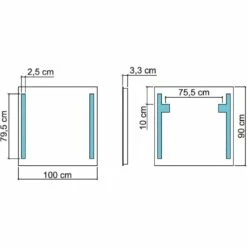 Koh-I-Noor Spiegel 100 X 90 Cm Mit Seitlicher LED-Beleuchtung