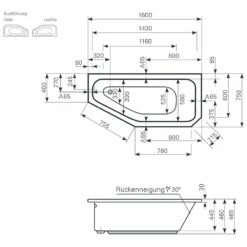 Mauersberger Raumsparbadewanne Bursea 160 Links