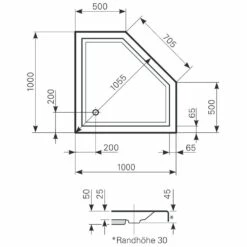 Mauersberger Fünfeck-Duschwanne Ceptor 100 Superflach