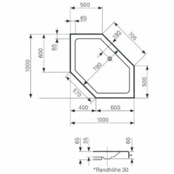 Mauersberger Sechseck-Duschwanne Cissus 100 Flach