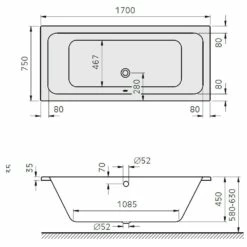 Architekt Plana Duo Badewanne 170 X 75 Cm -KEUCO Verkauf hersteller megabad sortiment badewannen architekt rechteckbadewannen 1016725