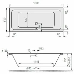 Architekt Plana Duo Badewanne 180 X 80 Cm -KEUCO Verkauf hersteller megabad sortiment badewannen architekt rechteckbadewannen 1016727