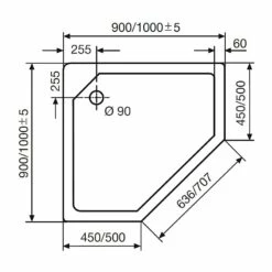 HSK Fünfeck-Duschwanne Super-flach 100 X 100 Cm