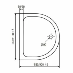 HSK Halbkreis Acryl-Duschwanne Super-flach 110 X 90 Cm