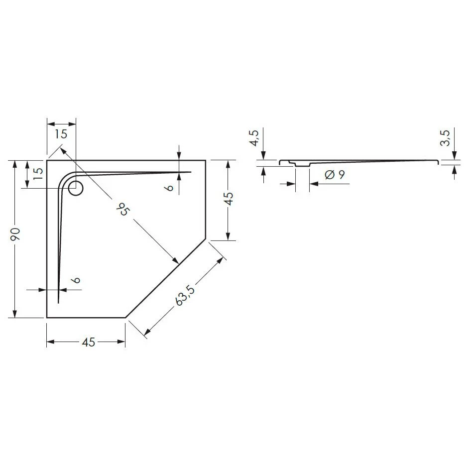 Steinkamp Plan Fünfeck Duschwanne 90 X 90 Cm 1 Steinkamp Plan Fünfeck Duschwanne 90 X 90 Cm