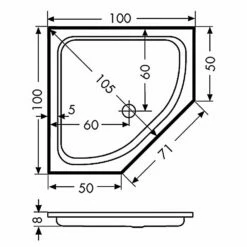 Polypex Milano Fünfeck-Duschwanne