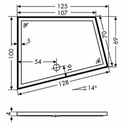 Polypex Ego 125 Asymmetrische Duschwanne, Links