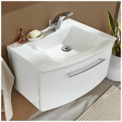 Puris For Guests Möbelkombination Mit Evermite-Mineralguss-Möbelwaschtisch 60 Cm, Ablage Links