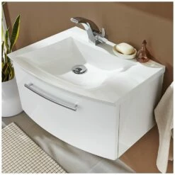 Puris For Guests Möbelkombination Mit Evermite-Mineralguss-Möbelwaschtisch 60 Cm, Ablage Rechts