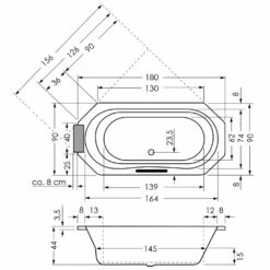 Repabad Helios 180 N Achteck-Badewanne