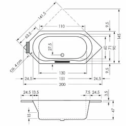 Repabad Alicante 200 Sechseck-Badewanne
