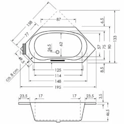 Repabad Kiruna 195 Sechseck-Badewanne