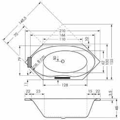 Repabad Narvik 210 Sechseck-Badewanne