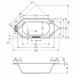 Repabad Pegasus 195 N Sechseck-Badewanne