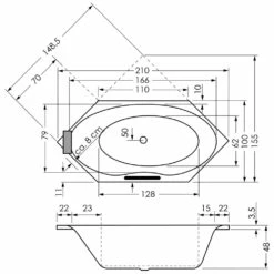 Repabad Narvik 210 Sechseckbadewanne 210 X 100 Cm Mit Rückentherapie -KEUCO Verkauf hersteller repabad whirlpools sechseckwhirlwannen narvik 210 1412021