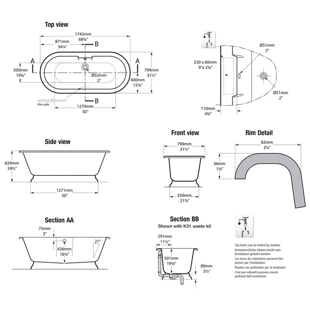 Victoria & Albert York Freistehende Badewanne 4 Victoria & Albert York Freistehende Badewanne – Bild 4