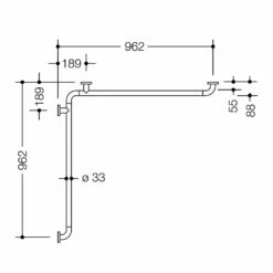 HEWI Serie 801 Dusch- Und Wannenhandlauf 96,2 X 96,2 Cm