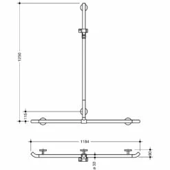 HEWI System 800K Duschhandlauf Mit Verschiebbarer Brausehalterstange