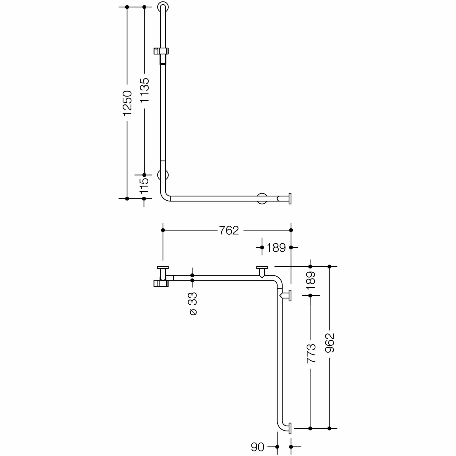 HEWI Serie 805 Classic Duschhandlauf Mit Brausehalterstange 125 X 76,2/96,2 Cm, Ausführung Rechts 1 HEWI Serie 805 Classic Duschhandlauf Mit Brausehalterstange 125 X 76,2/96,2 Cm, Ausführung Rechts