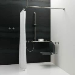 HEWI Serie 805 Classic Duschhandlauf Mit Verschiebbarer Brausehalterstange 110 X 76,2/76,2 Cm