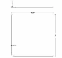 HEWI System 900 Vorhangstange Für Duschwanne 200 X 200 Cm
