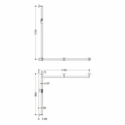 HEWI System 900 Duschhandlauf Mit Verschiebbarer Brausehalterstange 118,5 Cm, Rechts