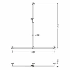 HEWI System 900 Duschhandlauf Mit Verschiebbarer Brausehalterstange 118,5 Cm